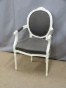 French style white painted armchair