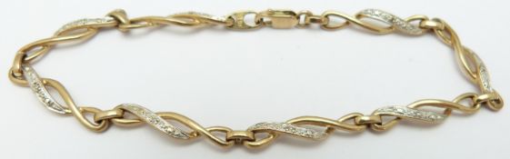 A 9ct gold bracelet set with diamonds, 5.4g