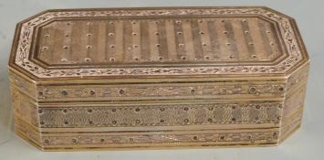 George V hallmarked silver gilt table top engine turned snuff box with gilt interior and inscription