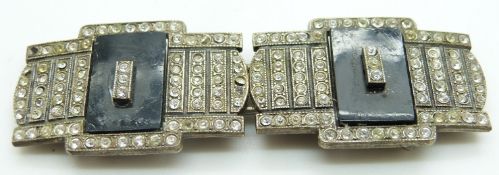 Art Deco buckle set with paste, width 7.5cm