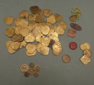 A collection of tokens, largely Major Bros. Covent Garden LNER potato market, also includes 9th