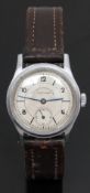 Favre-Leuba gentleman's wristwatch with subsidiary seconds dial, blued hands, Arabic numerals,