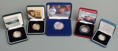2007 Royal Mint silver proof cased coins comprising Diamond Wedding crown, Act of Union £2,
