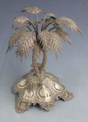 Victorian Elkington or similar silver plated palm tree centrepiece engraved 'From Jones Sewing