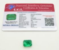 A loose emerald cut emerald measuring approximately 7.3ct