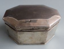 Czechoslovakian white metal octagonal dressing table or trinket box with beaded edge, with 1920's