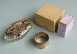 Five hallmarked silver napkin rings including two pairs, weight 68g together with a hallmarked