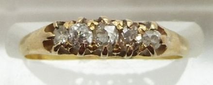 Victorian 18ct gold ring set with old cut diamonds, 2.0g, size N