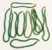 Seven emerald beaded necklaces