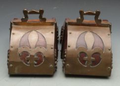 19thC Spanish brass stirrups with relief moulded decoration