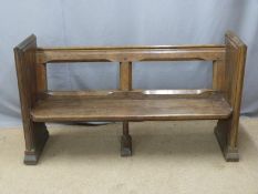 19thC oak pew with plain ends, ex Cirencester Parish Church, purchased 1970's, 167 x 49cm