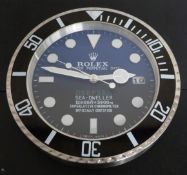 Rolex Oyster Perpetual Date Deepsea Sea-dweller shop display or advertising wall clock with date