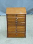 19thC mahogany 12 drawer specimen cabinet with locking flap to side, W32 x D27 x H44cm