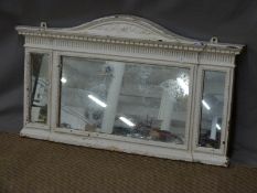 Cast iron Coalbrookdale or similar triptych mirror with floral design and arched top, 87x54cm