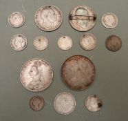 A collection of silver coins, William IV, Queen Victoria etc
