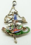 Austro Hungarian pendant depicting St George & the Dragon set with enamel, rubies, a sapphire and