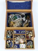 A collection of jewellery including silver locket, paste brooch, silver gilt filigree brooch, Mappin