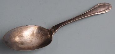 Georg Jensen Danish white metal Rose pattern serving spoon with silver marks for 1922 and maker's