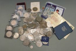 A collection of crowns etc, includes some cased and presentation packed coins