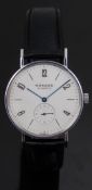 Nomos Glashute Tagente limited edition gentleman's wristwatch with inset subsidiary seconds dial,