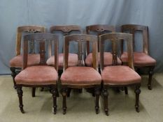 Set of seven Victorian upholstered dining chairs
