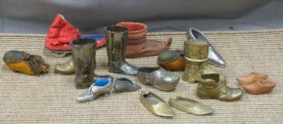 Collection of miniature shoes including pin cushions etc.