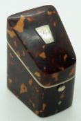 19th/20thC miniature tortoiseshell and ivory sewing etui in the form of a Georgian knife box by W