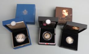 2012 Royal Mint silver proof cased coins comprising Charles Dickens £2, London 2012 Handover to