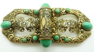 Czech buckle set with green cabochons