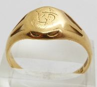 Victorian 18ct gold signet ring, London 1859, size Y, 8.3g.