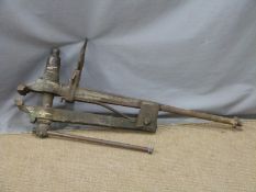 Vintage large bench mounted vice, Height 107cm