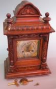 Junghans circa 1930's carved cased mantel/bracket clock, retailer Pleasance and Harper, Bristol to