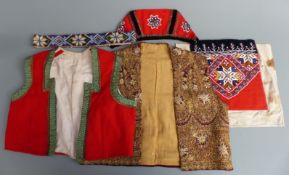 19th/20th century children's clothes of Middle Eastern origin including waistcoats, hat, beadwork
