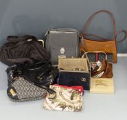 Eight handbags and two ladies scarves