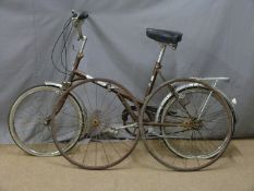 Folding Kingpin bicycle and two possibly 19thC wheels
