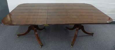 Late 19thC/20thC mahogany double D-end dining table with single leaf and four brass attachments,
