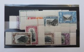 St Helena mint stamps. 1922-37 1/2d-15s plus some shades. 1934 1/2d-10s.