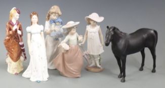 Royal Doulton Black Beauty, three Nao child figures etc, tallest 22cm