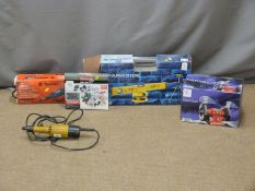 Parkside boxed laser level and bench grinder, Makito grinder and accessories
