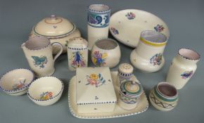 Poole and Carter Stabler Adams pottery including lidded muffin dish, vase, pedestal dish, jugs,
