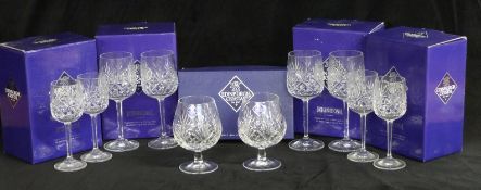 Ten Edinburgh Crystal cut glass drinking glasses, comprising four sherry, four large wine and two