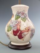 Moorcroft large table lamp decorated with butterflies, H40cm