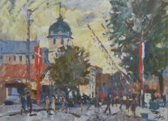 Aubrey Sykes (1910-95) mixed media French street scene, signed lower right, 50 x 68cm, framed and