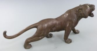 Japanese Meiji period bronze tiger, signed to base, 29 x 13cm