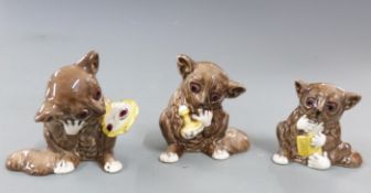 Beswick set of three bush babies, 1379, 1380 and 1381, tallest 5cm