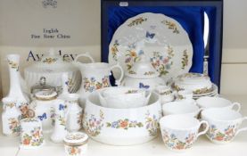 A large collection of Aynsley Cottage Garden tea and decorative ware including teapot, approximately