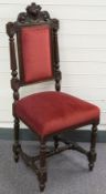 Victorian carved oak hall chair