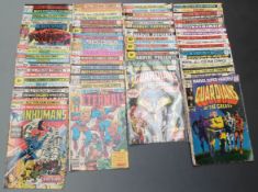 Thirty-nine Marvel comics comprising Guardians Of The Galaxy 3, 4, 5 x2, 6-9 and 18, The Champions