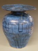 Aud Pottery large blue vase, dated 92, H46, diameter 36cm