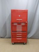 Autopro (Snap On style) and Beach Industries large two section tool cabinet with an arrangement of